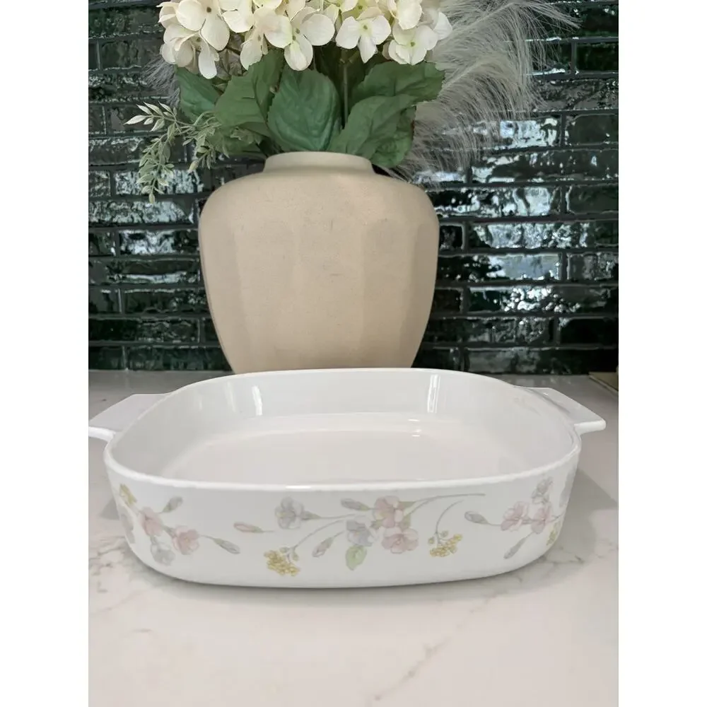 Vintage Corning ware Pastel Bouquet 1.5 Qt Rectangular Baking Dish A-4-B No Lid